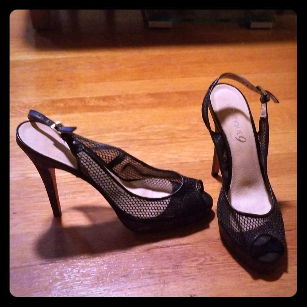 Black Peep Toe Heels